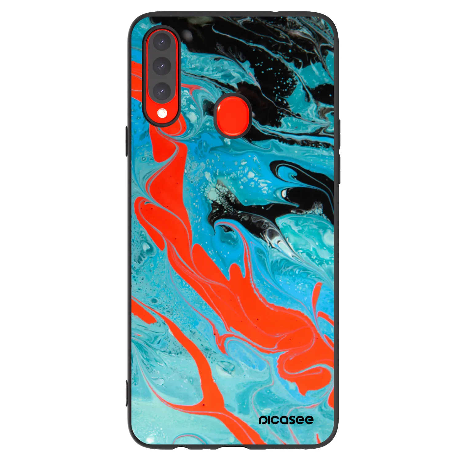 Picasee silikonski črni ovitek za Samsung Galaxy A20s - Blue Magma