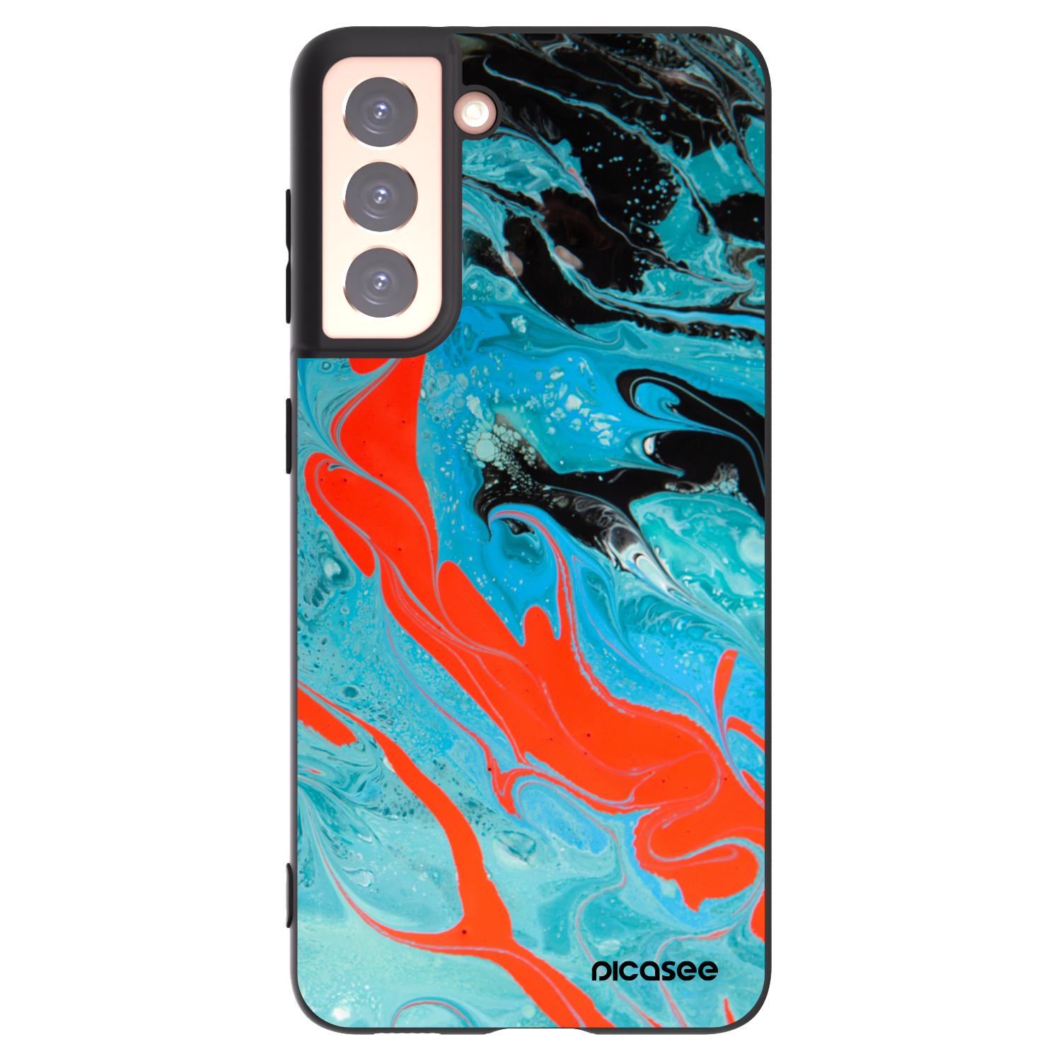Picasee silikonski črni ovitek za Samsung Galaxy S21 5G G991B - Blue Magma