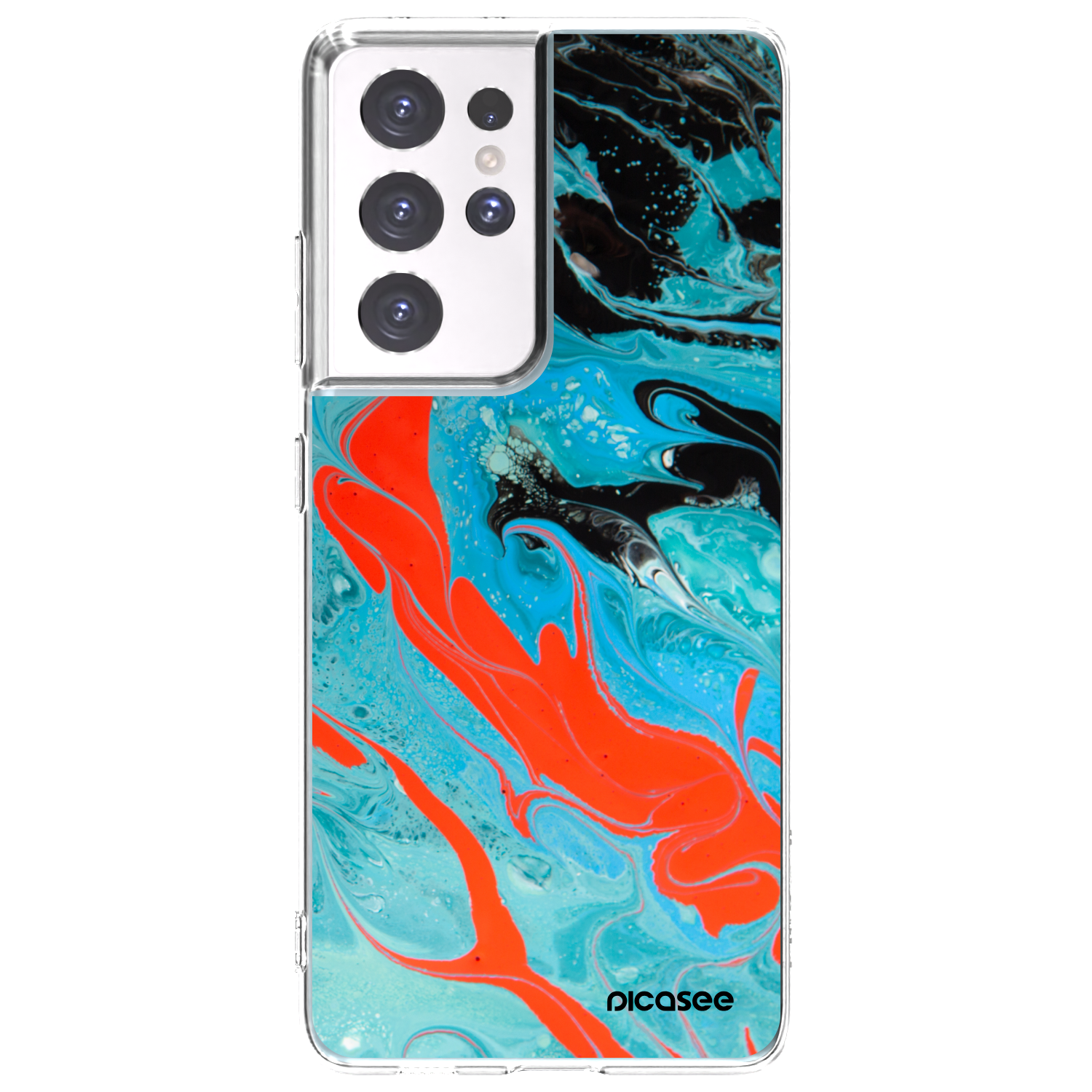 Picasee silikonski prozorni ovitek za Samsung Galaxy S21 Ultra 5G G998B - Blue Magma