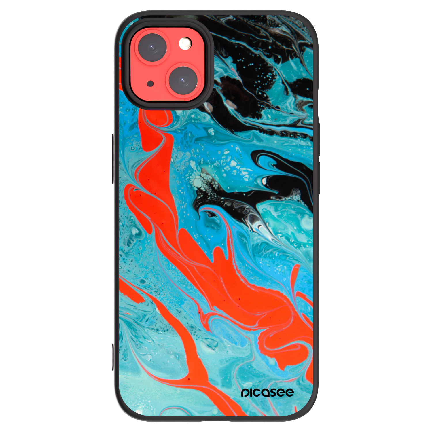 Picasee silikonski črni ovitek za Apple iPhone 13 - Blue Magma
