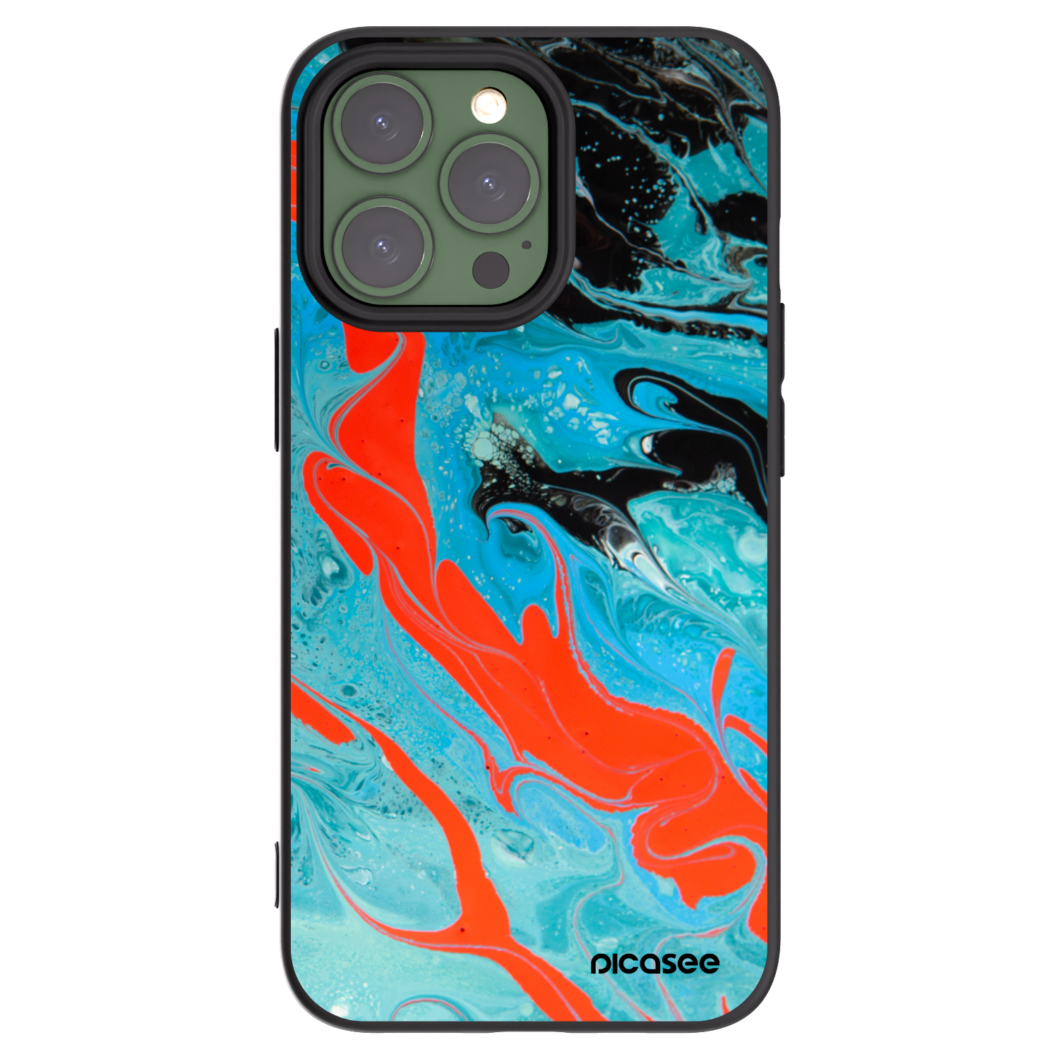 Picasee silikonski črni ovitek za Apple iPhone 13 Pro - Blue Magma