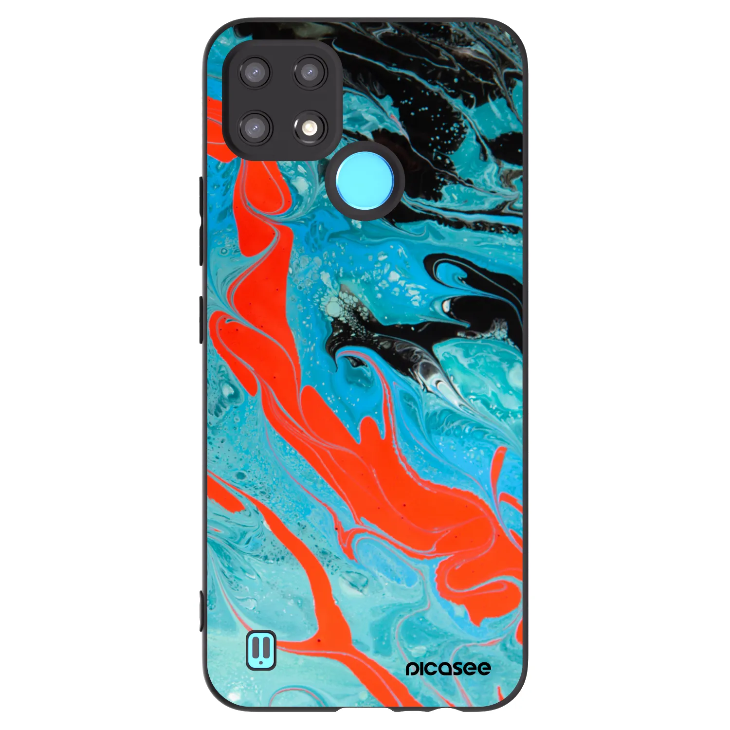 Picasee silikonski črni ovitek za Realme C21 - Blue Magma