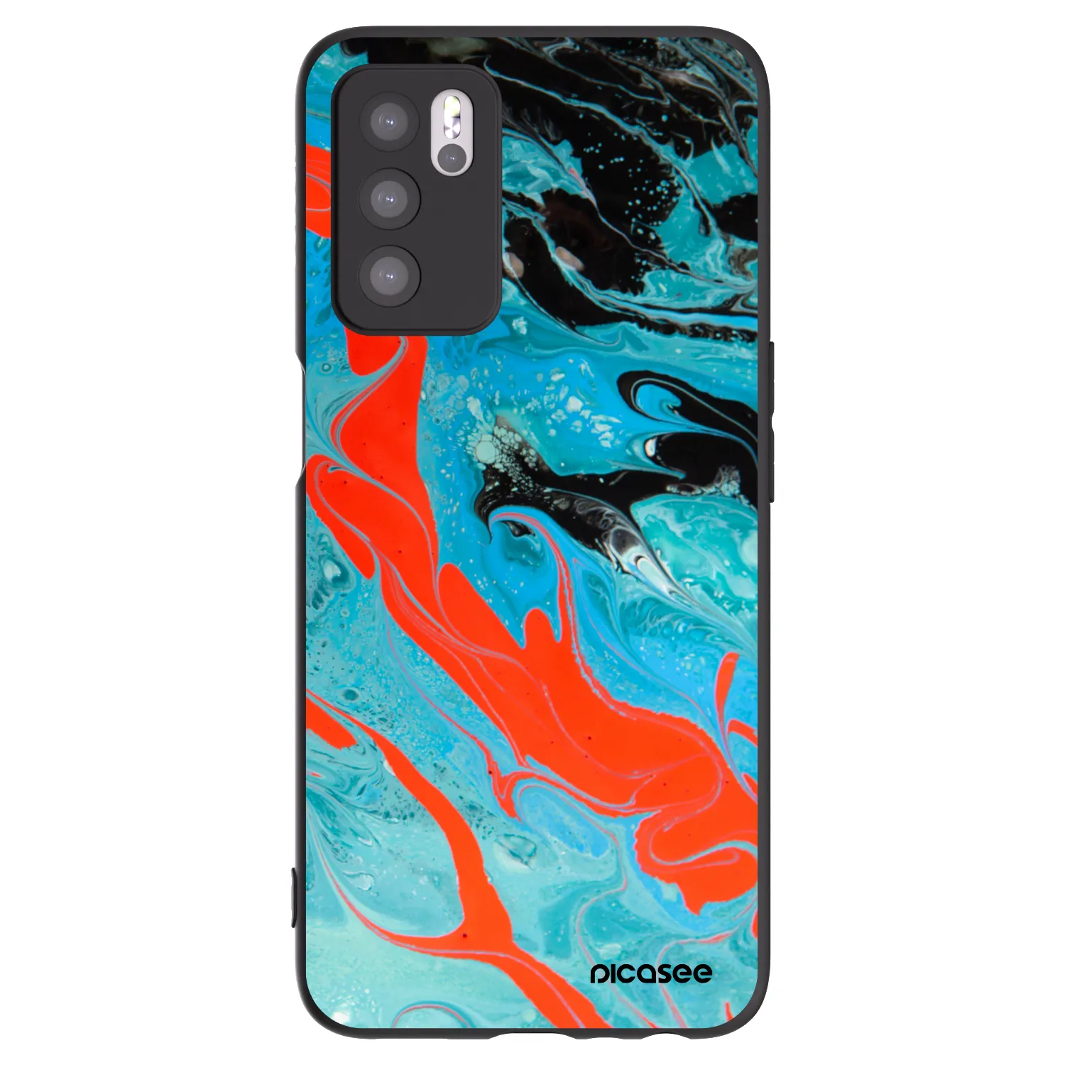 Picasee silikonski črni ovitek za OPPO A16s - Blue Magma