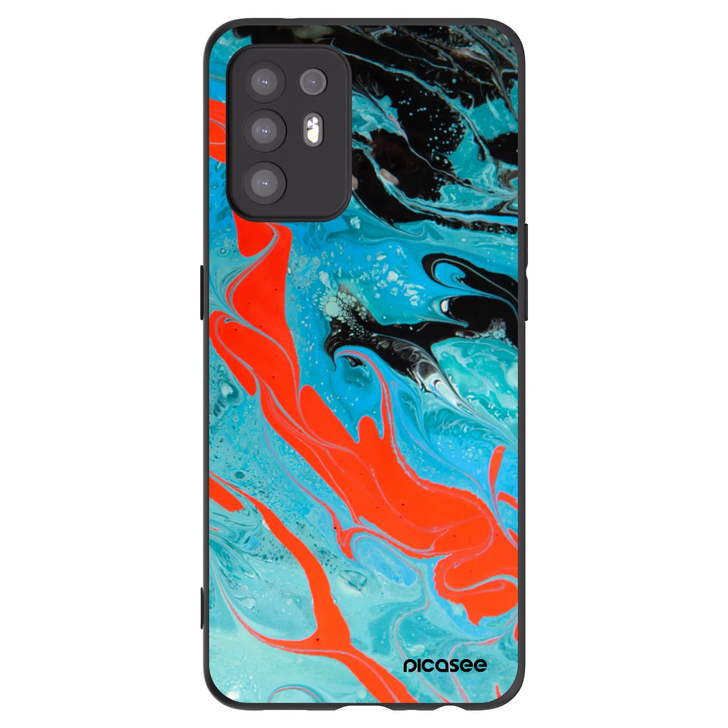 Picasee silikonski črni ovitek za OPPO A94 5G - Blue Magma