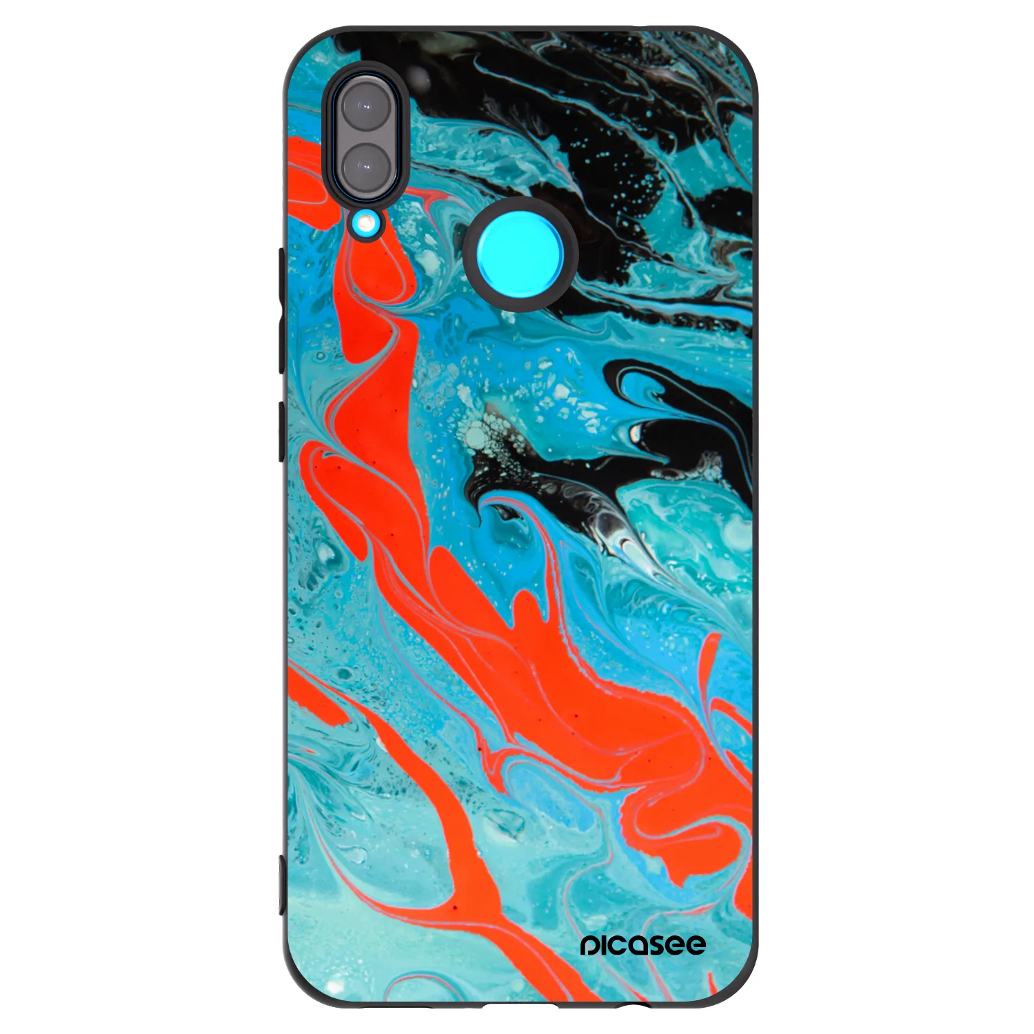 Picasee silikonski črni ovitek za Huawei Nova 3 - Blue Magma