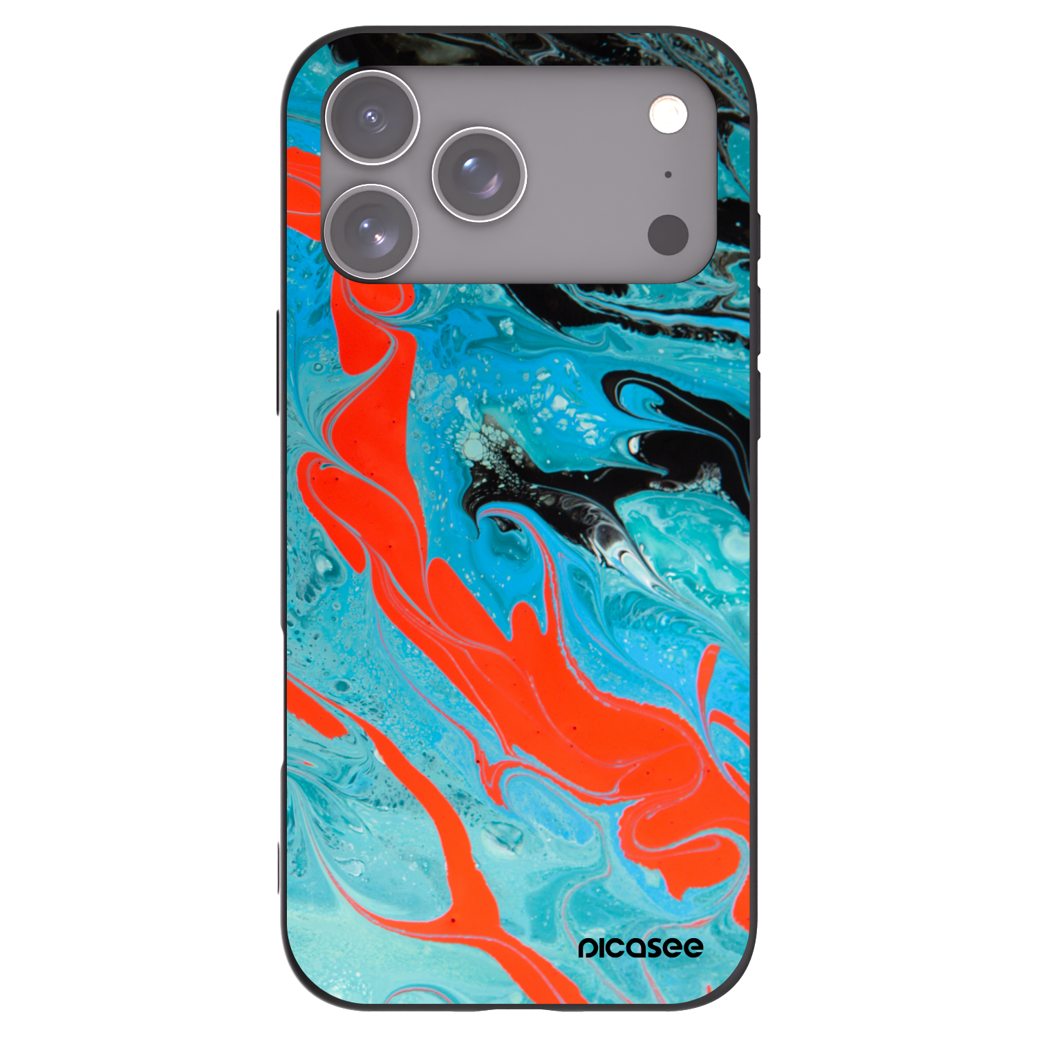 Picasee silikonski črni ovitek za Apple iPhone 17 Pro Max - Blue Magma