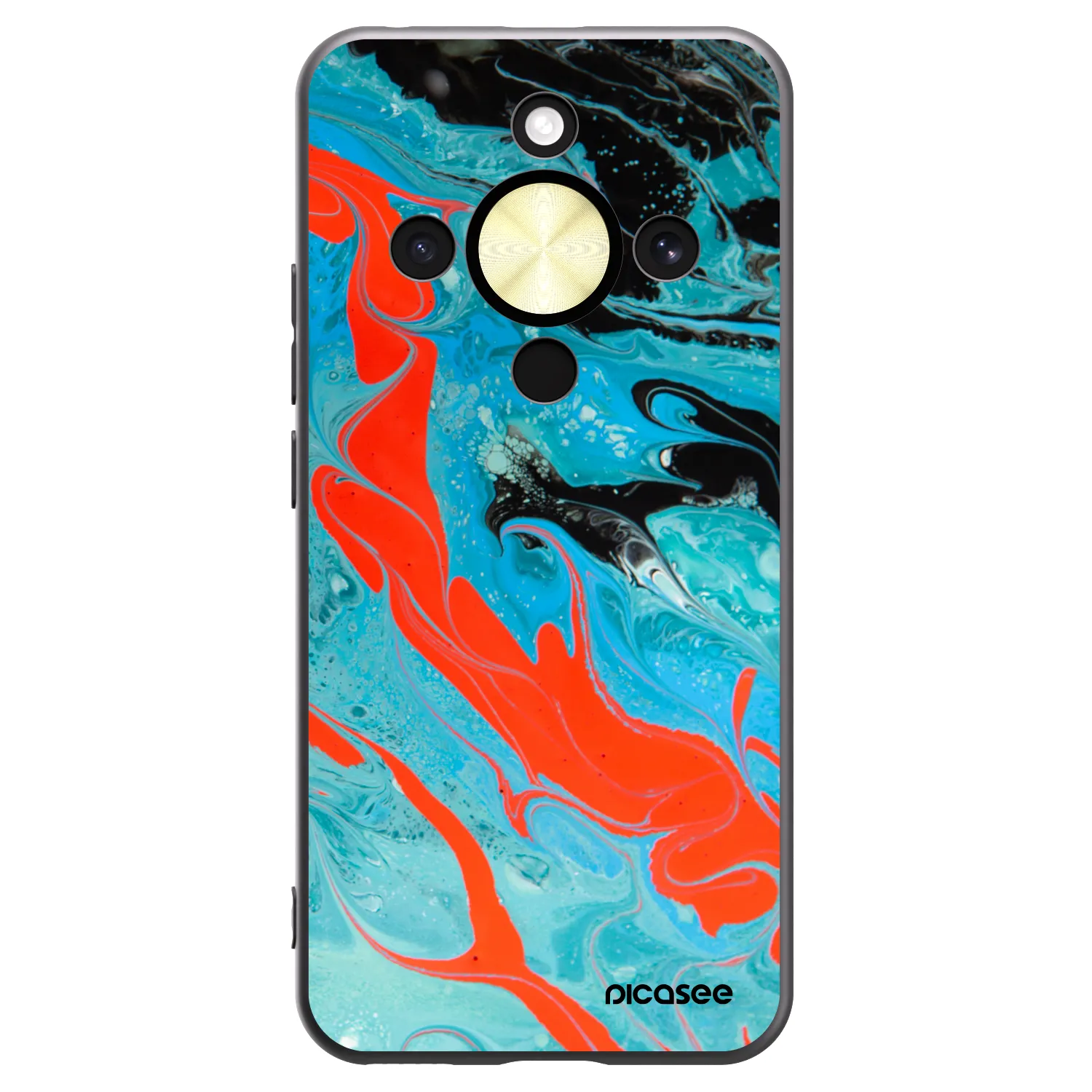 Picasee silikonski črni ovitek za Honor Magic8 Lite 5G - Blue Magma