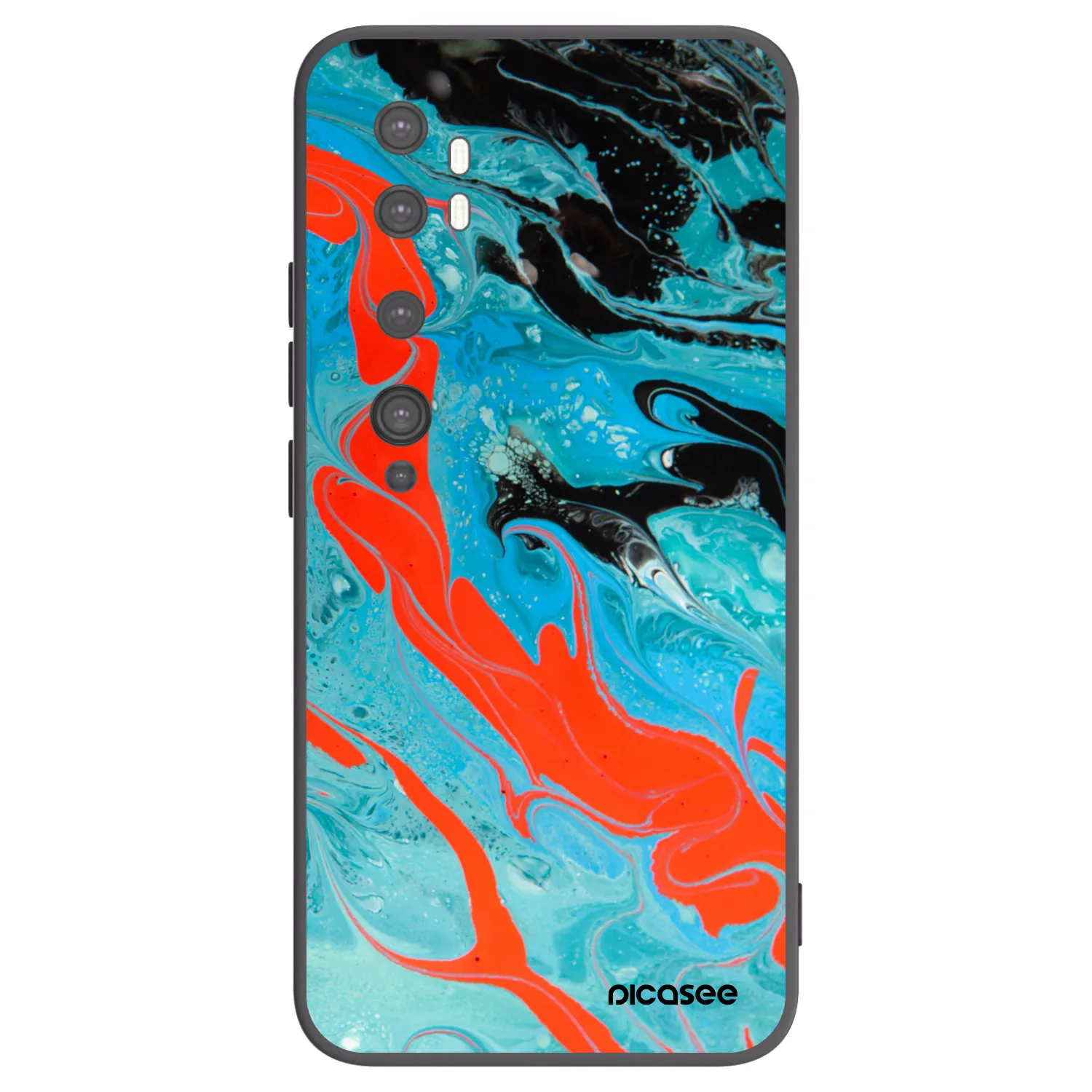 Picasee silikonski črni ovitek za Xiaomi Mi Note 10 (Pro) - Blue Magma