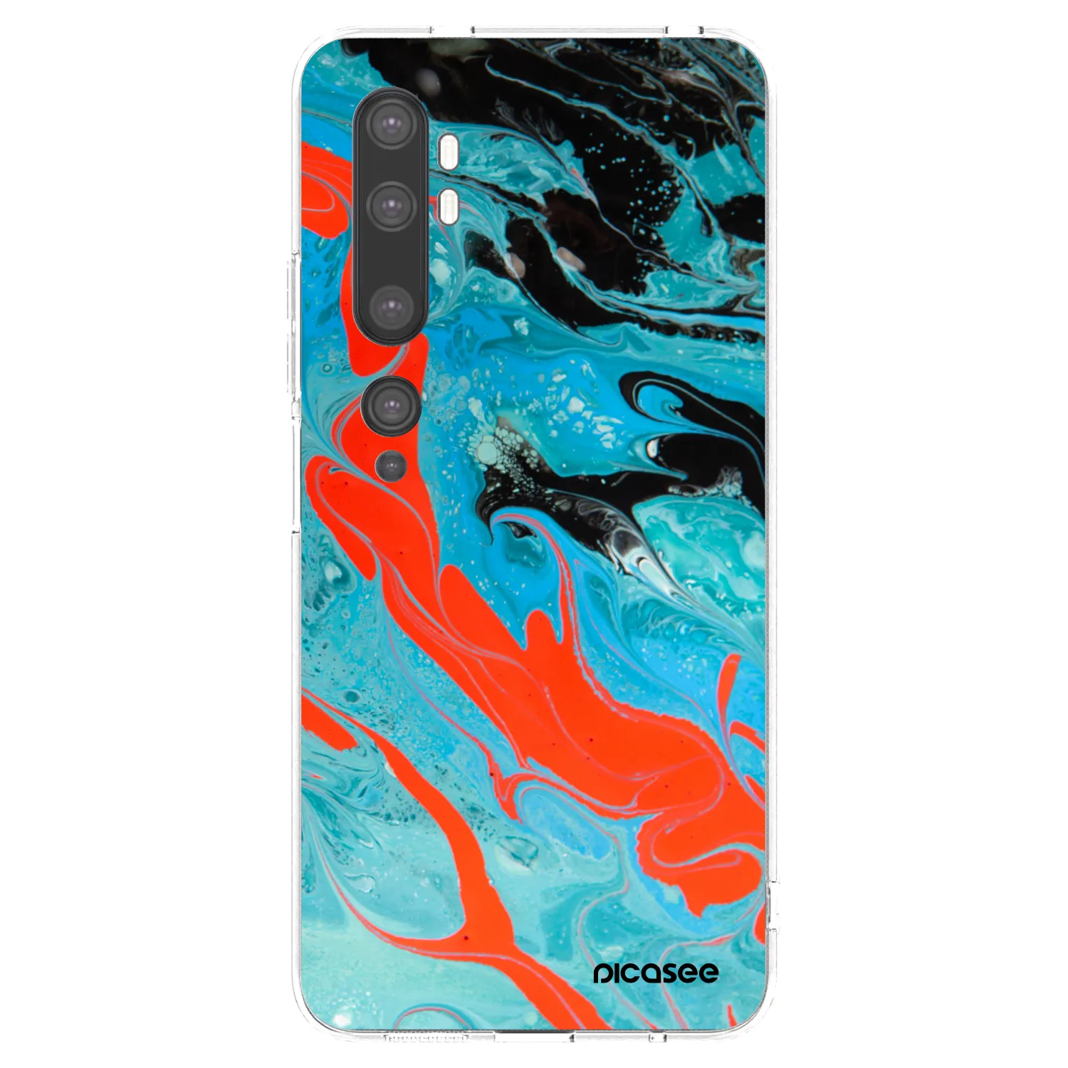 Picasee silikonski prozorni ovitek za Xiaomi Mi Note 10 (Pro) - Blue Magma
