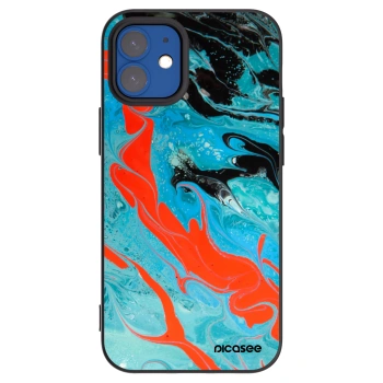 Picasee silikonski črni ovitek za Apple iPhone 12 mini - Blue Magma