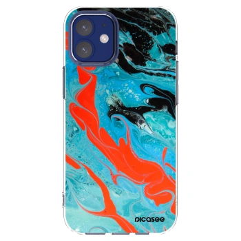 Picasee silikonski prozorni ovitek za Apple iPhone 12 mini - Blue Magma
