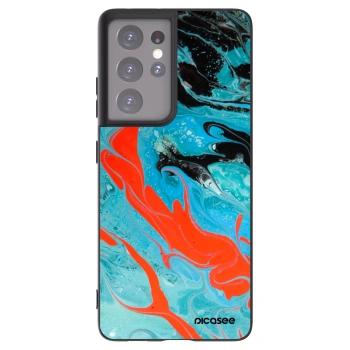 Picasee silikonski črni ovitek za Samsung Galaxy S21 Ultra 5G G998B - Blue Magma