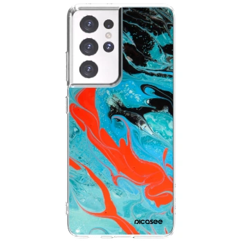 Picasee silikonski prozorni ovitek za Samsung Galaxy S21 Ultra 5G G998B - Blue Magma