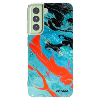Picasee silikonski prozorni ovitek za Samsung Galaxy S21 FE 5G - Blue Magma