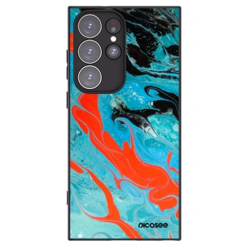 Picasee silikonski črni ovitek za Samsung Galaxy S23 Ultra 5G - Blue Magma