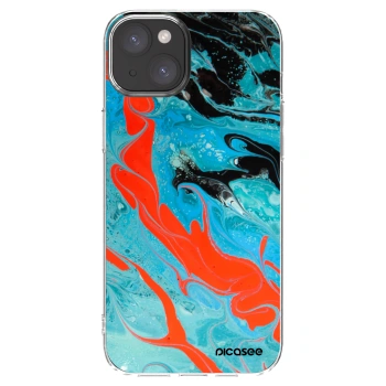 Picasee silikonski prozorni ovitek za Apple iPhone 15 Plus - Blue Magma