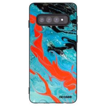 Picasee silikonski črni ovitek za Samsung Galaxy S10 G973 - Blue Magma