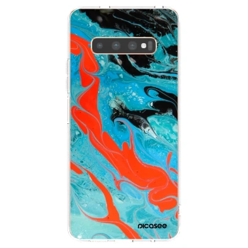 Picasee silikonski prozorni ovitek za Samsung Galaxy S10 Plus G975 - Blue Magma