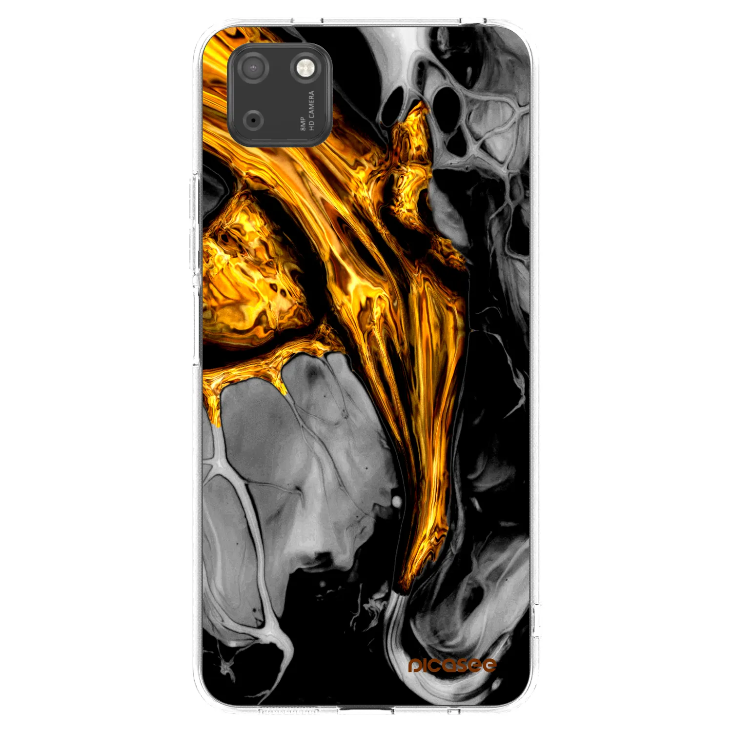 Picasee silikonski prozorni ovitek za Huawei Y5P - Black Gold