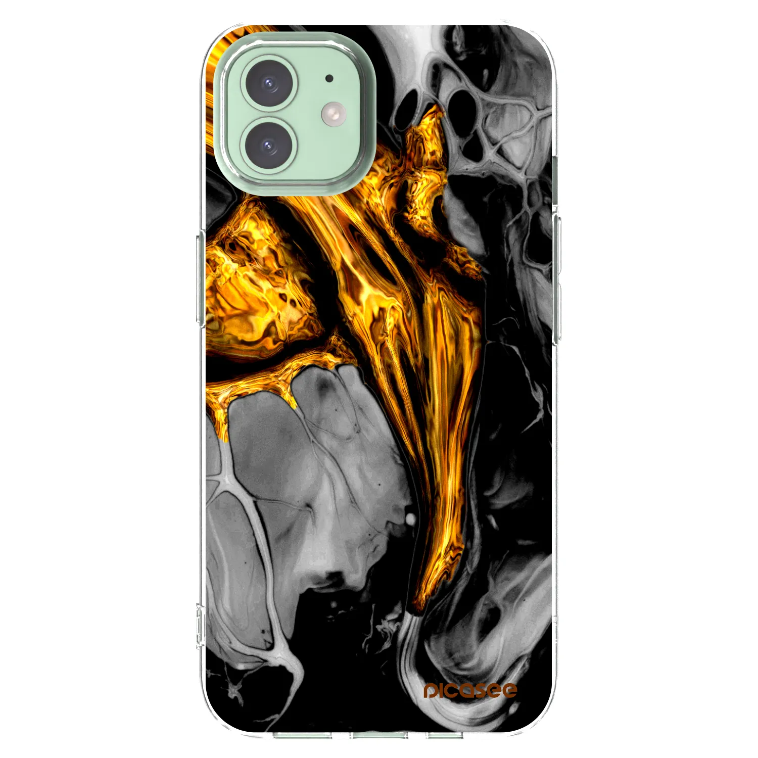 Picasee silikonski prozorni ovitek za Apple iPhone 12 - Black Gold