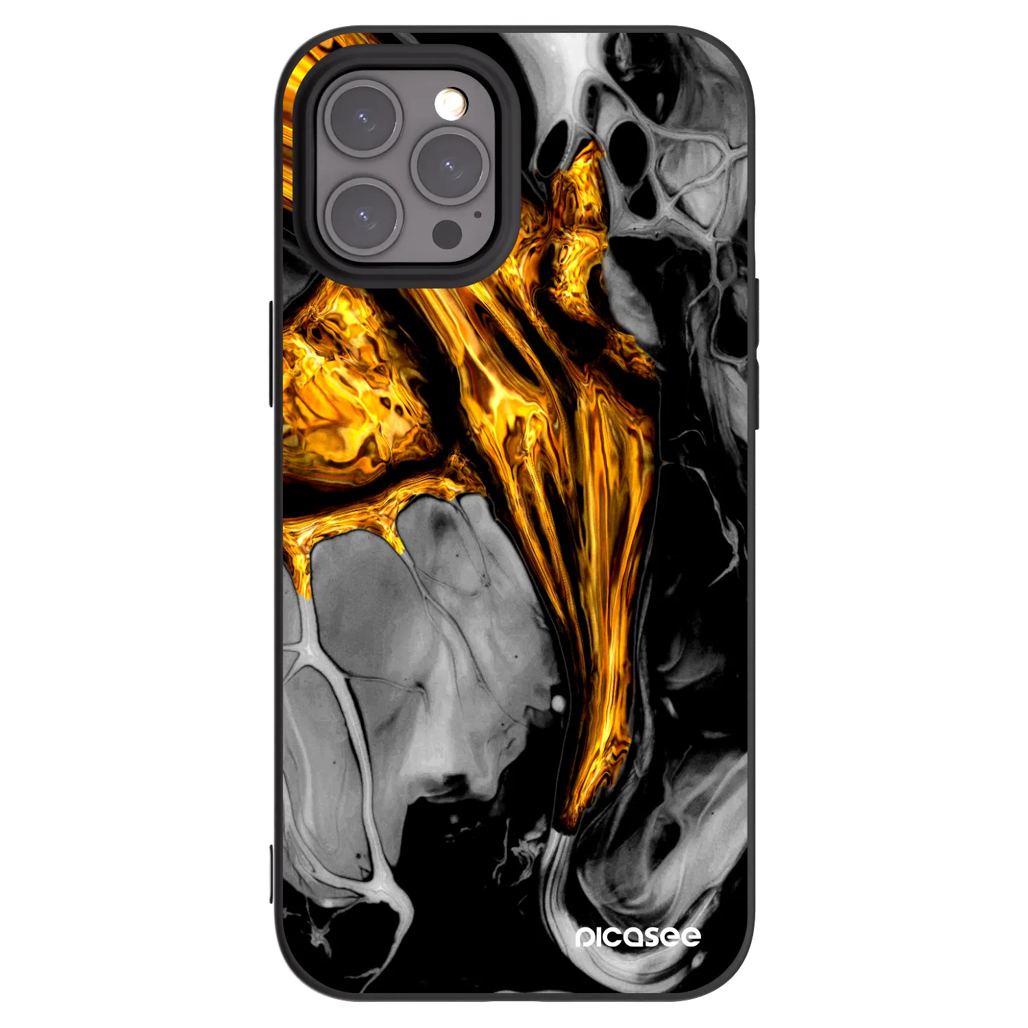 Picasee silikonski črni ovitek za Apple iPhone 12 Pro Max - Black Gold