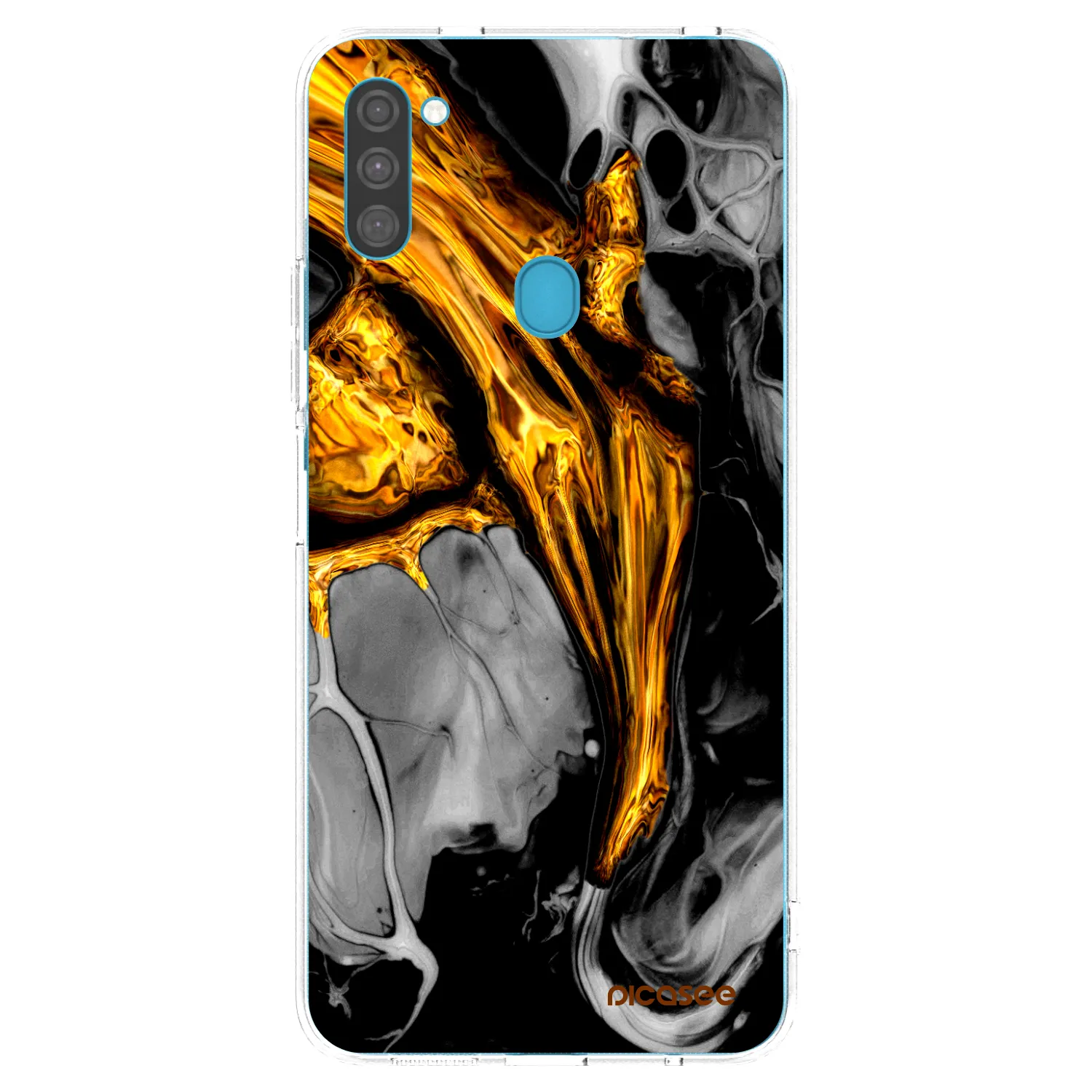 Picasee silikonski prozorni ovitek za Samsung Galaxy M11 - Black Gold