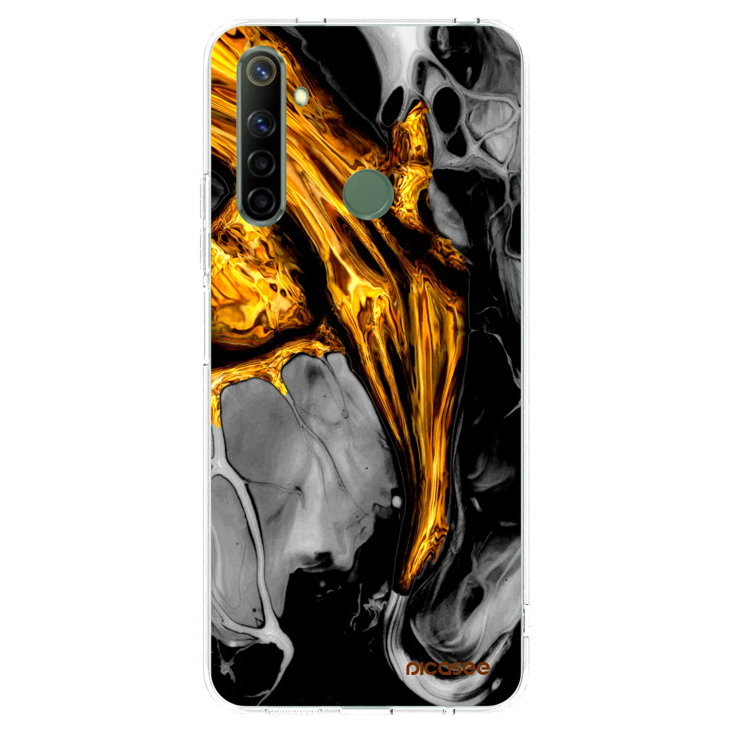Picasee silikonski prozorni ovitek za Realme 6i - Black Gold