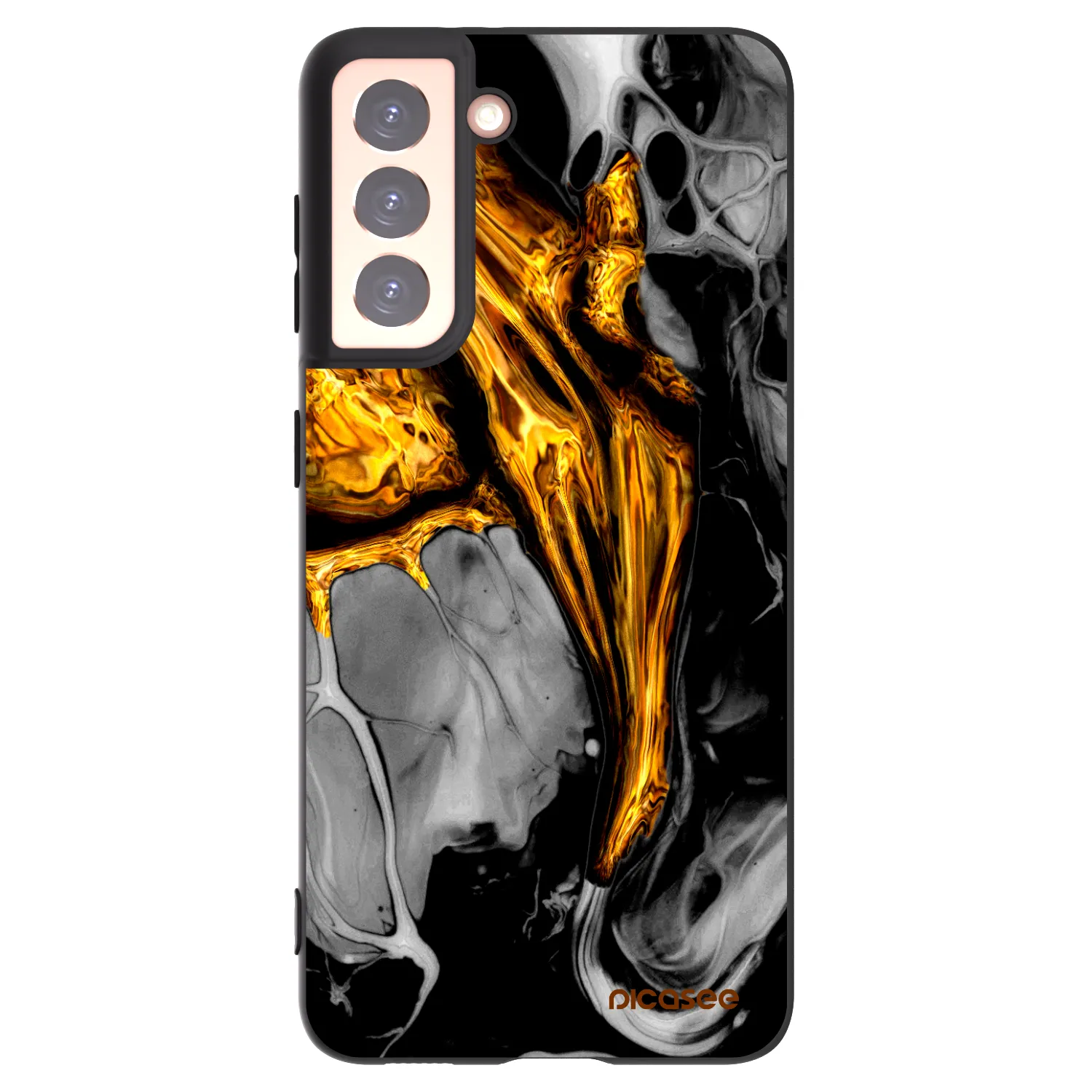 Picasee silikonski črni ovitek za Samsung Galaxy S21 5G G991B - Black Gold
