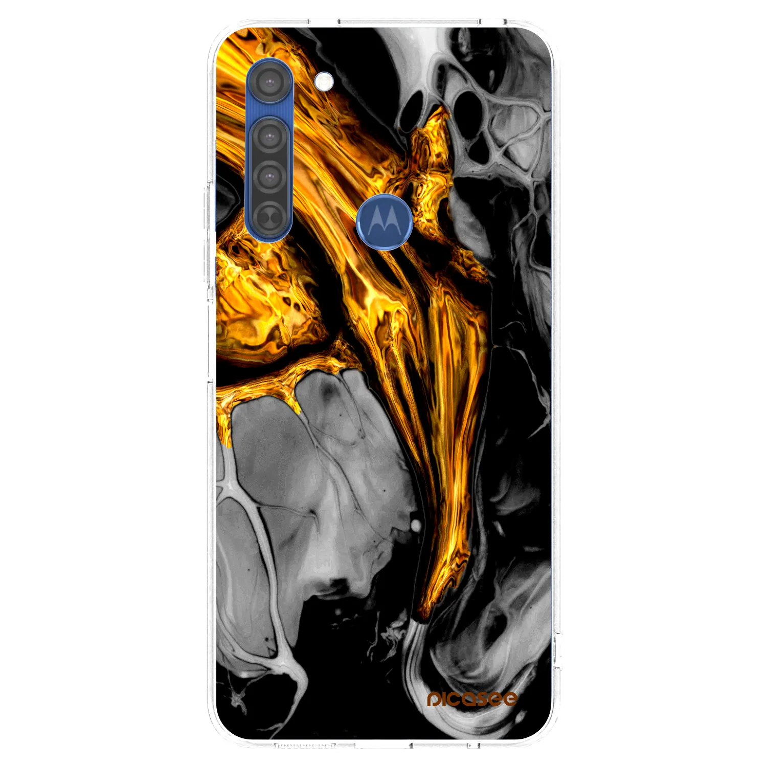 Picasee silikonski prozorni ovitek za Motorola Moto G8 - Black Gold