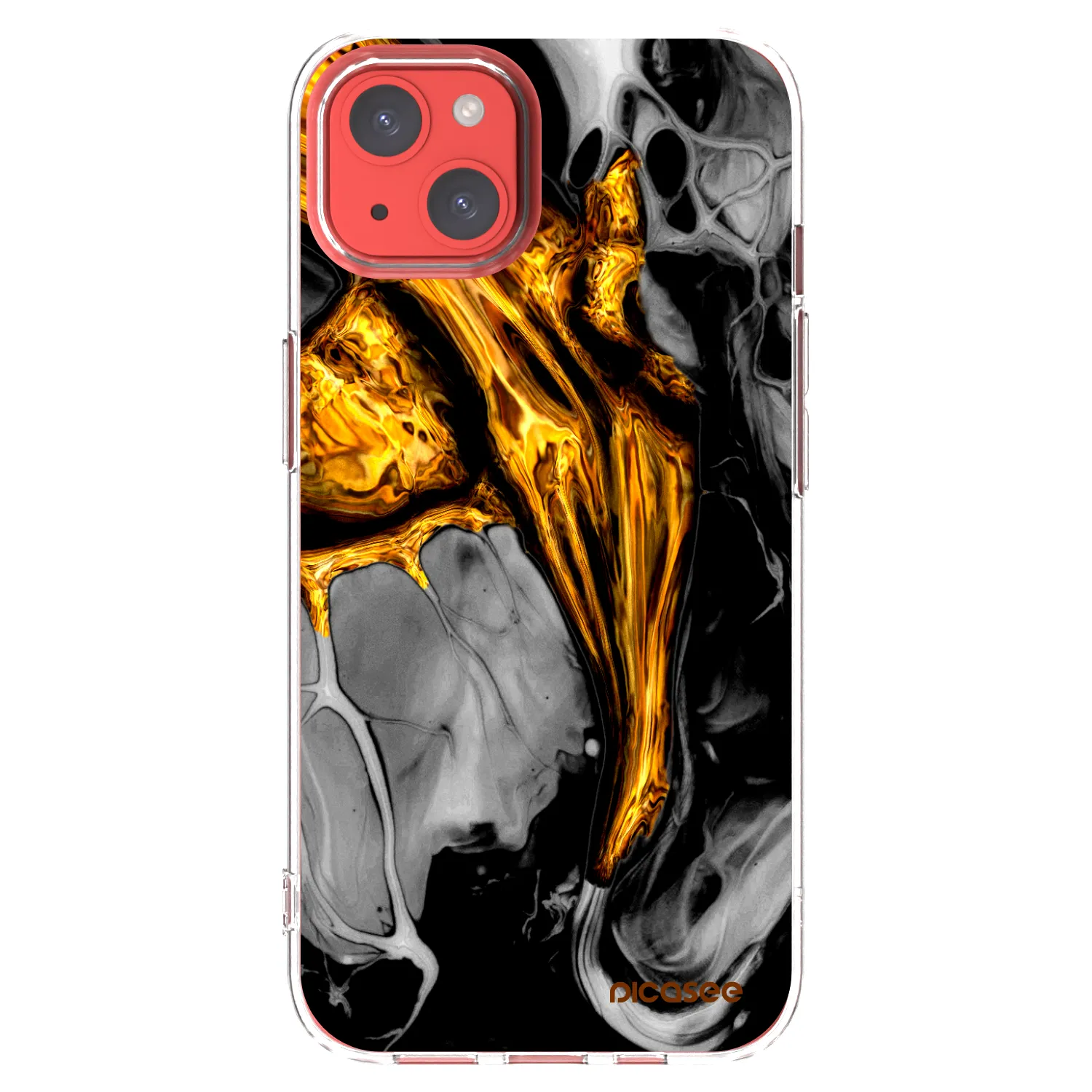 Picasee silikonski prozorni ovitek za Apple iPhone 13 - Black Gold