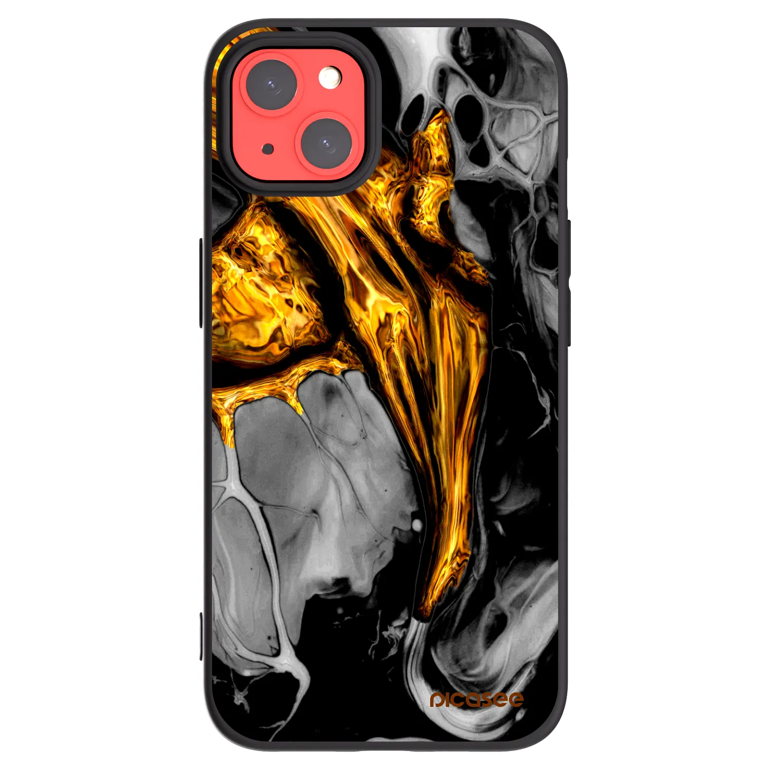 Picasee silikonski črni ovitek za Apple iPhone 13 - Black Gold
