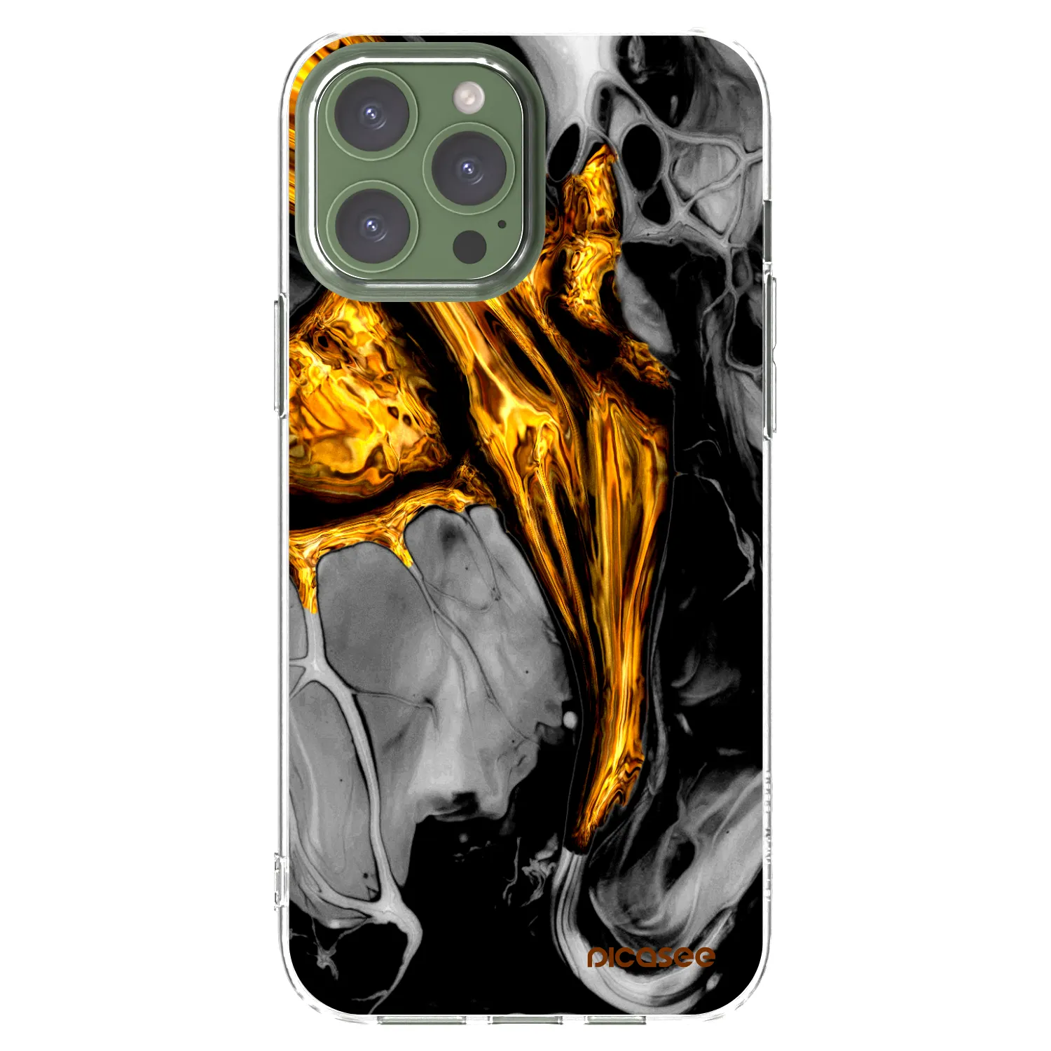 Picasee silikonski prozorni ovitek za Apple iPhone 13 Pro Max - Black Gold