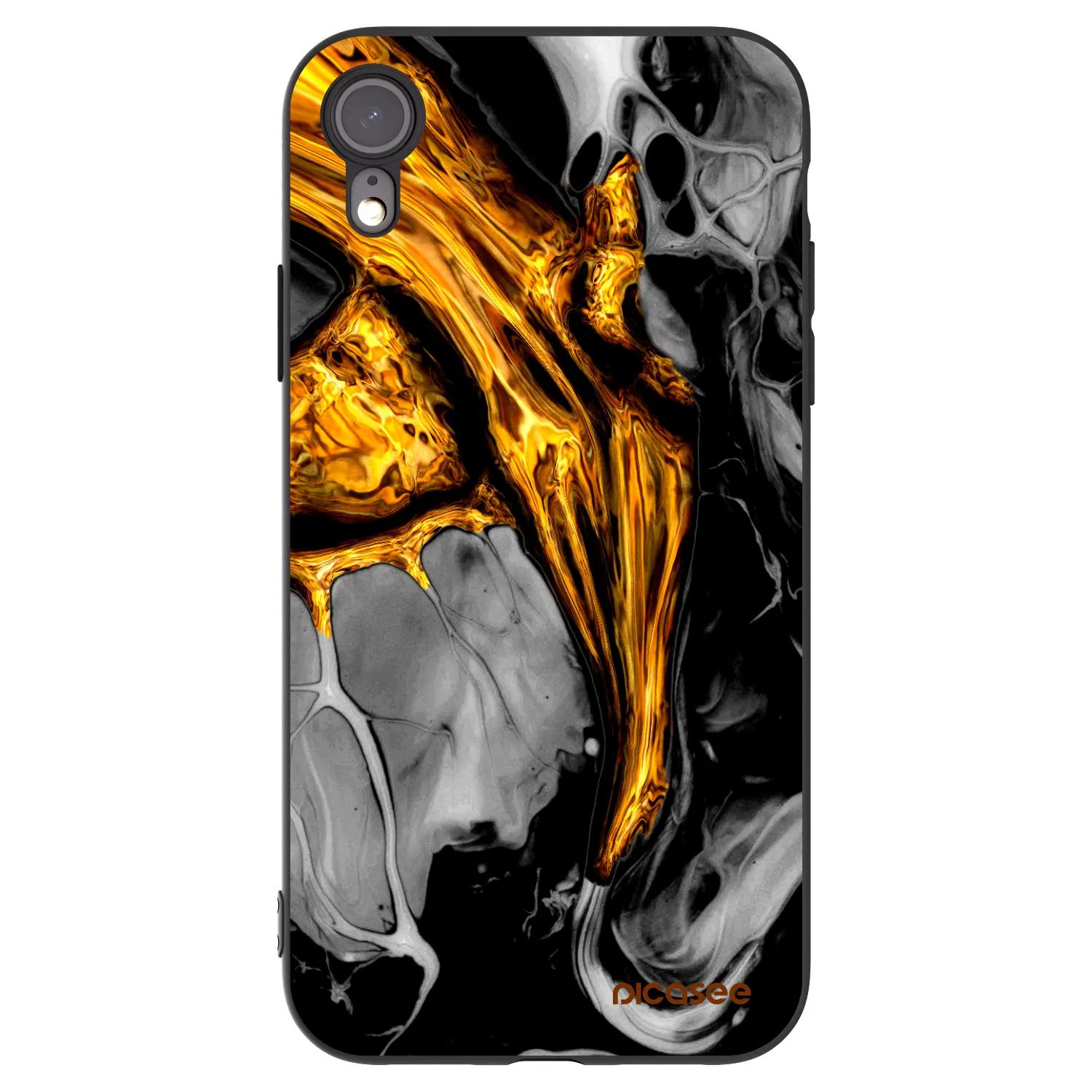 Picasee silikonski črni ovitek za Apple iPhone XR - Black Gold
