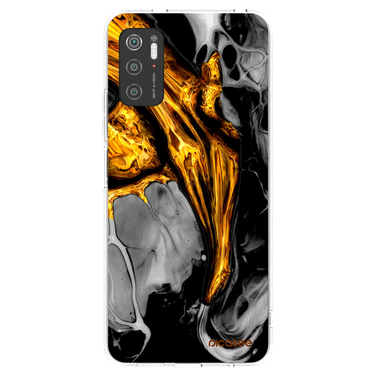 Picasee silikonski prozorni ovitek za Xiaomi Poco M3 Pro 5G - Black Gold