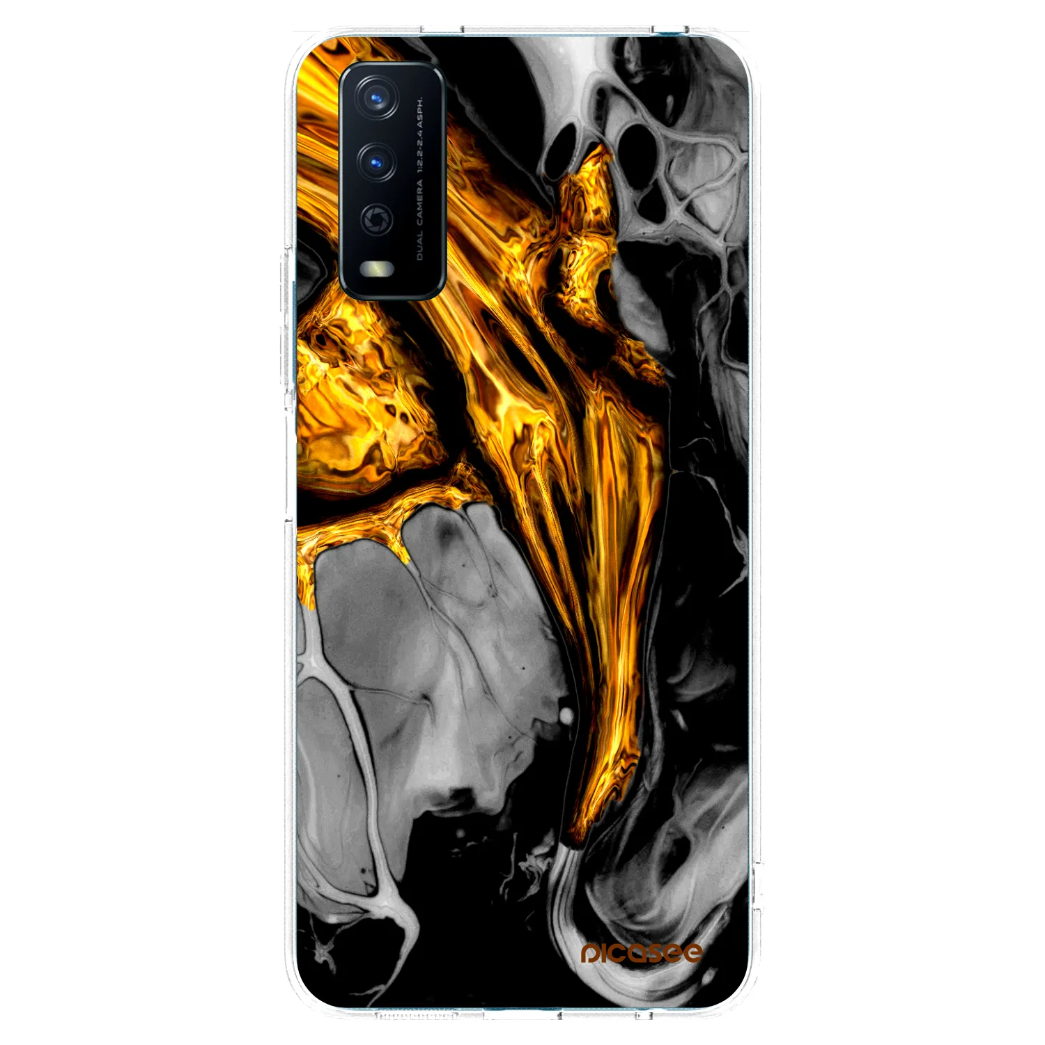 Picasee silikonski prozorni ovitek za Vivo Y11s - Black Gold