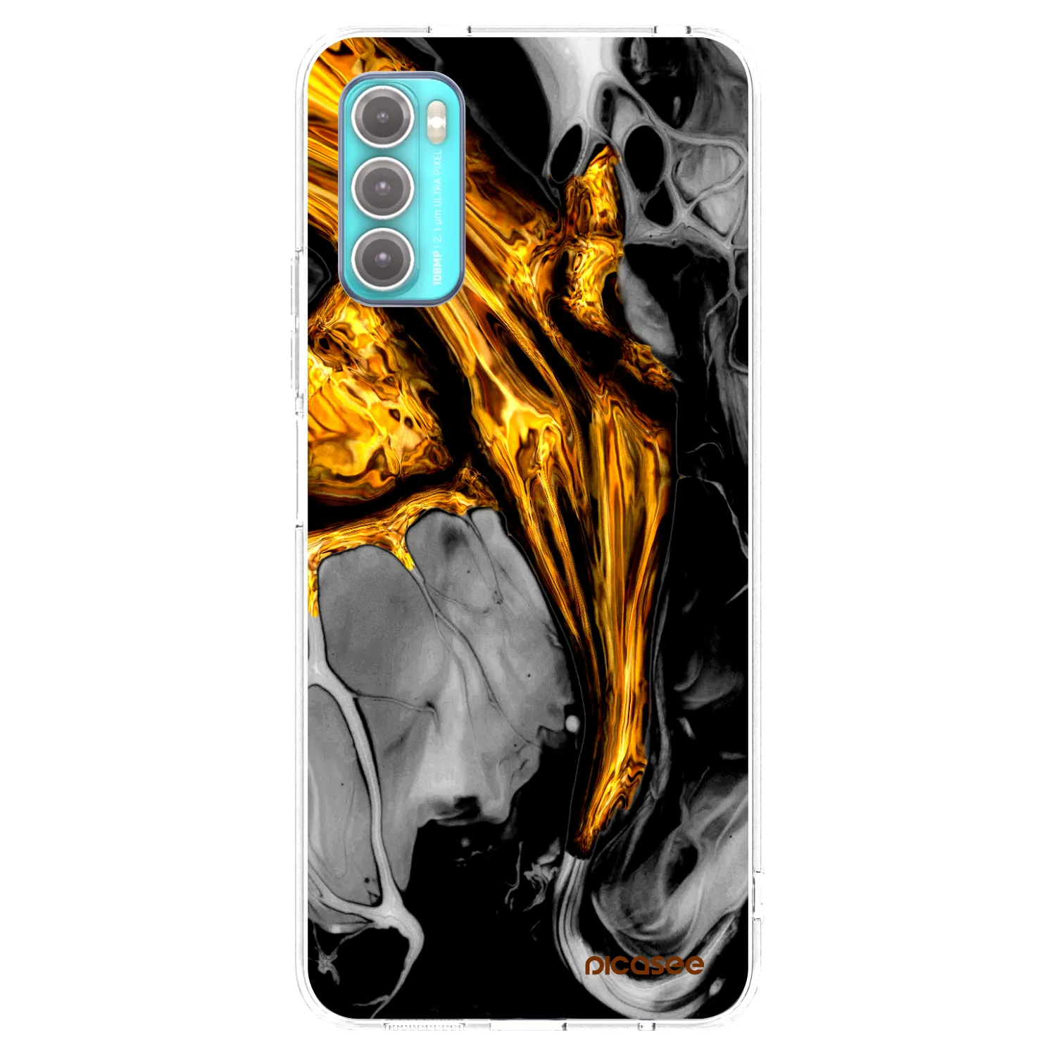 Picasee silikonski prozorni ovitek za Motorola Moto G60 - Black Gold