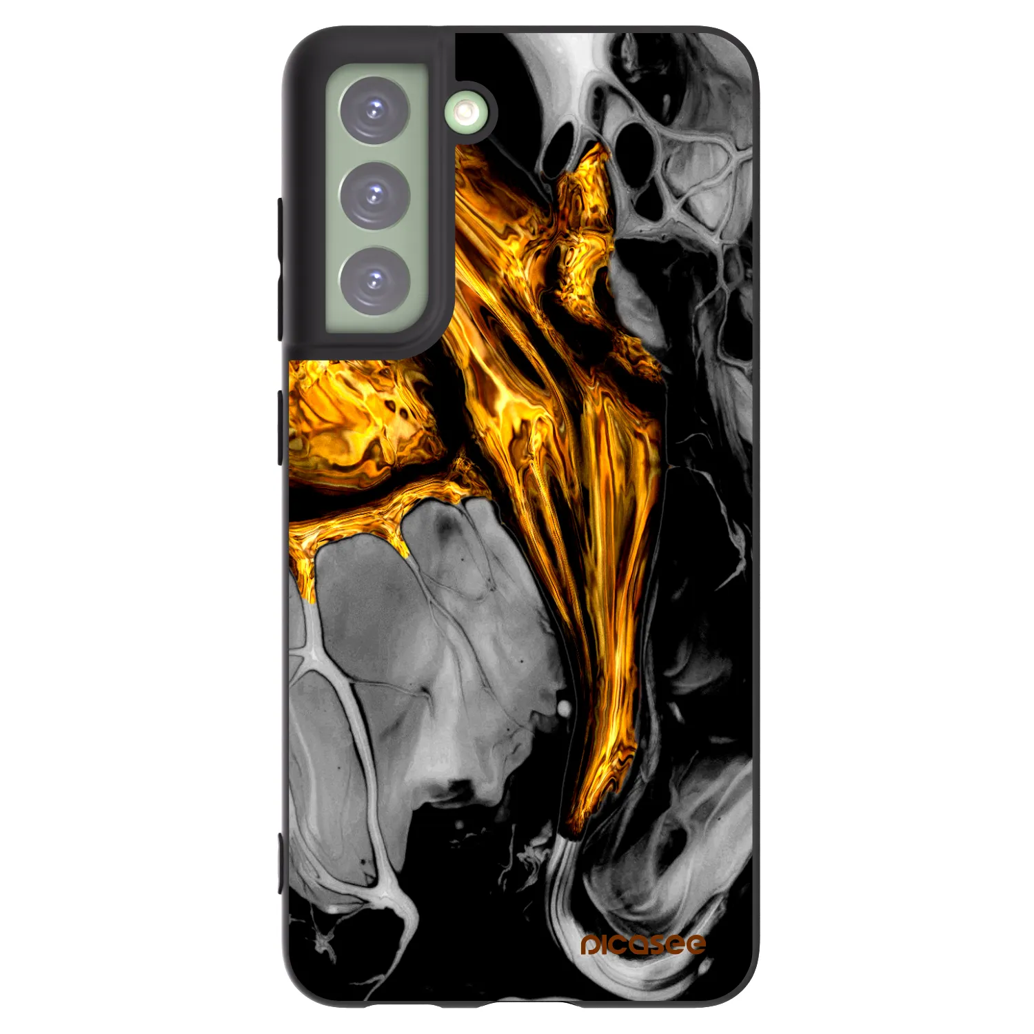 Picasee silikonski črni ovitek za Samsung Galaxy S21 FE 5G - Black Gold