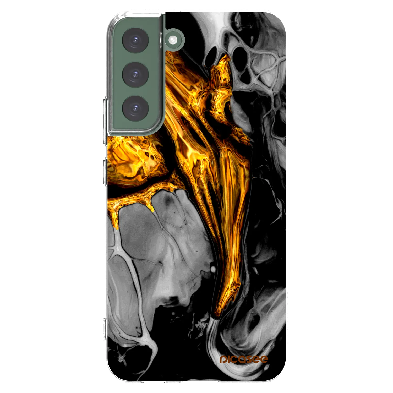 Picasee silikonski prozorni ovitek za Samsung Galaxy S22+ 5G - Black Gold