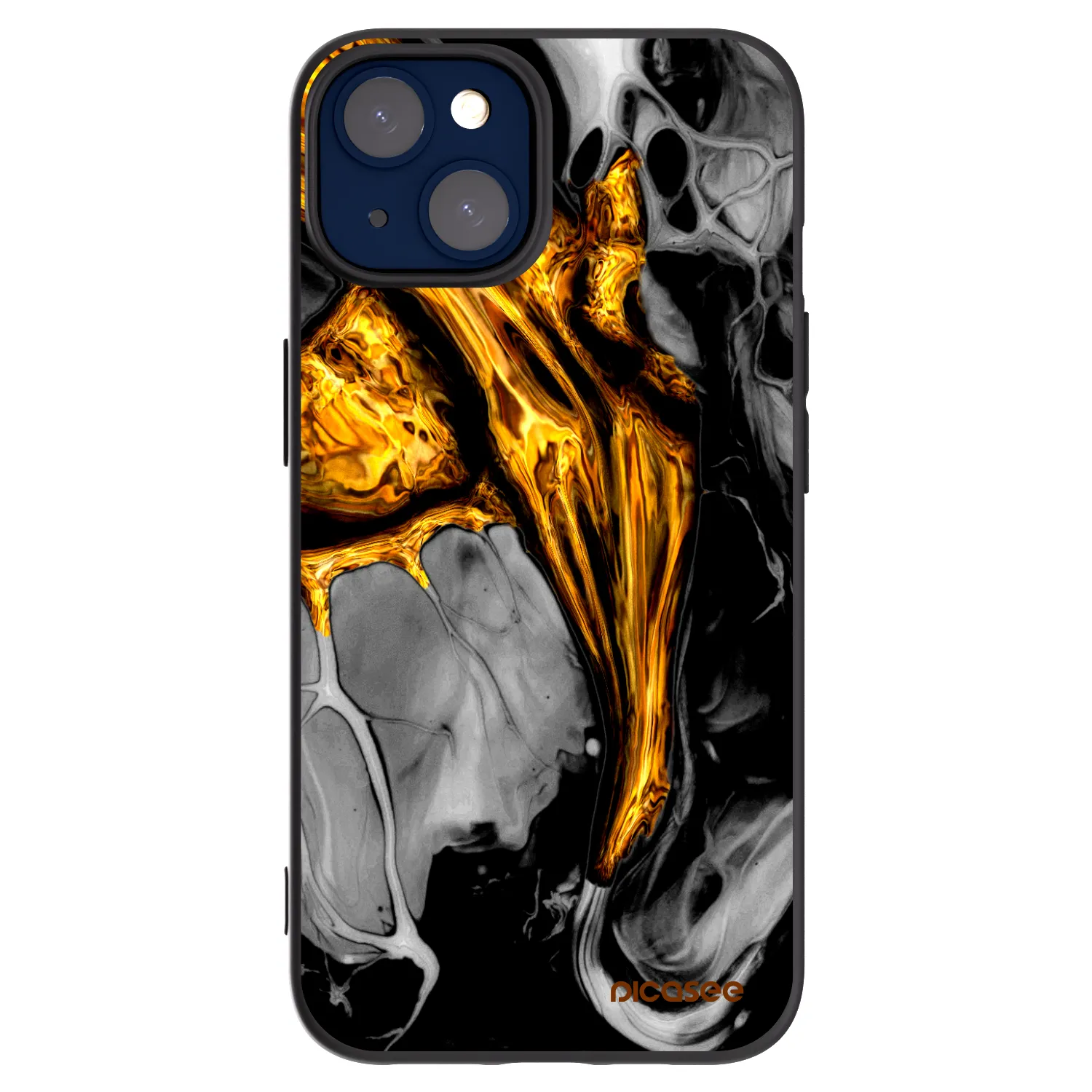 Picasee silikonski črni ovitek za Apple iPhone 14 - Black Gold