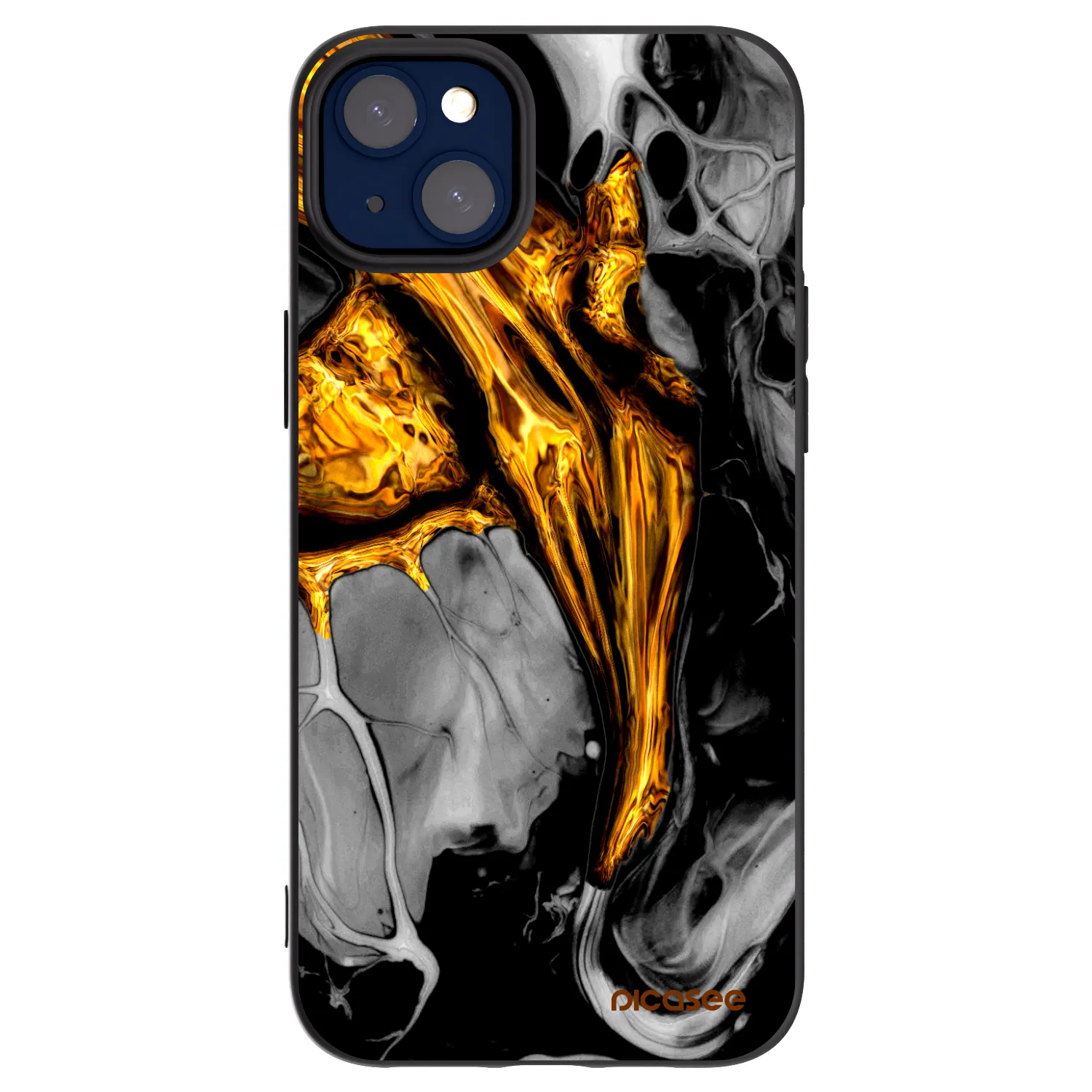 Picasee silikonski črni ovitek za Apple iPhone 14 Plus - Black Gold