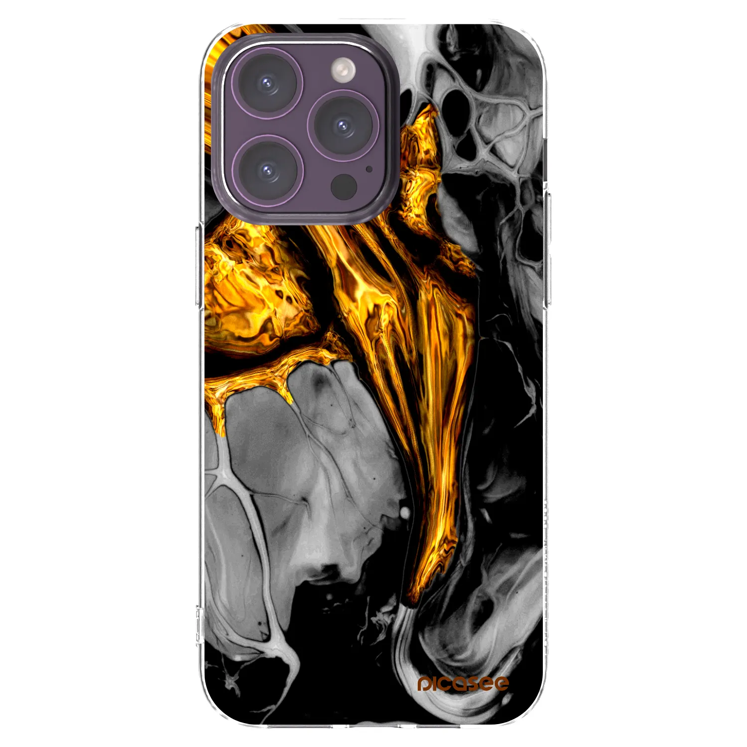 Picasee silikonski prozorni ovitek za Apple iPhone 14 Pro Max - Black Gold
