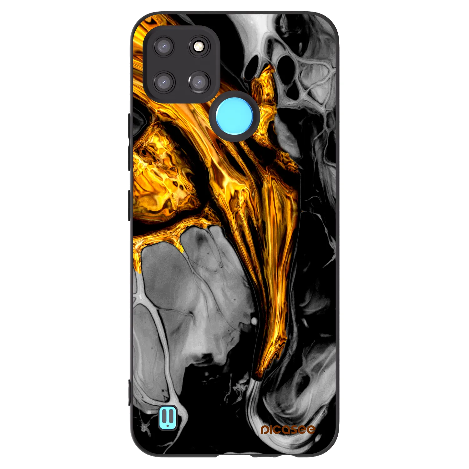 Picasee silikonski črni ovitek za Realme C21Y - Black Gold