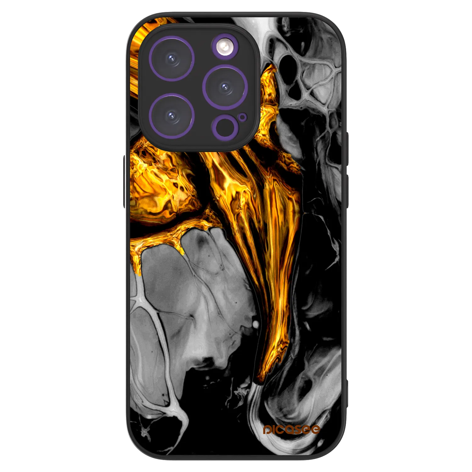 Picasee ULTIMATE CASE MagSafe za Apple iPhone 14 Pro - Black Gold