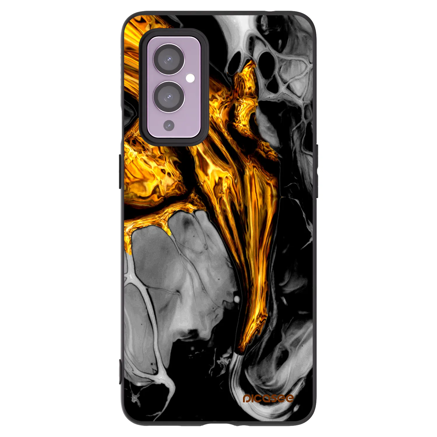 Picasee silikonski črni ovitek za OnePlus 9 - Black Gold