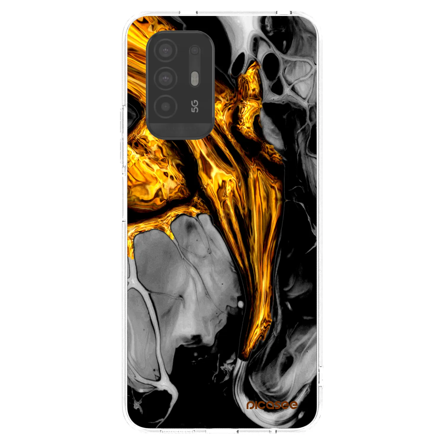 Picasee silikonski prozorni ovitek za OPPO A94 5G - Black Gold