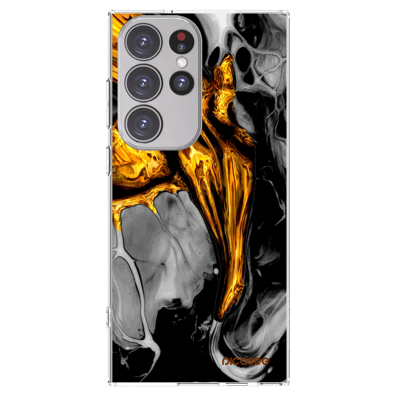 Picasee silikonski prozorni ovitek za Samsung Galaxy S23 Ultra 5G - Black Gold