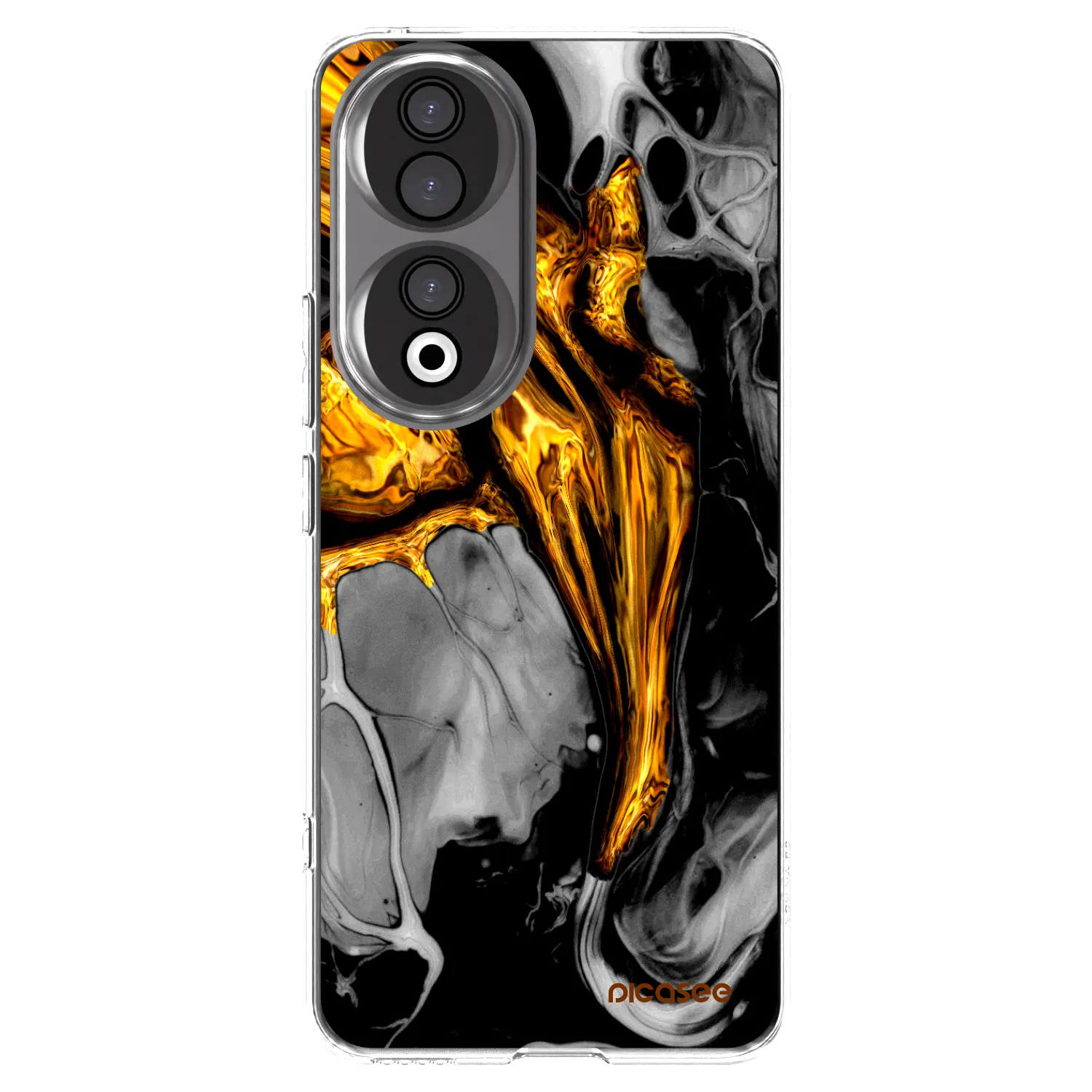 Picasee silikonski prozorni ovitek za Honor 90 5G - Black Gold
