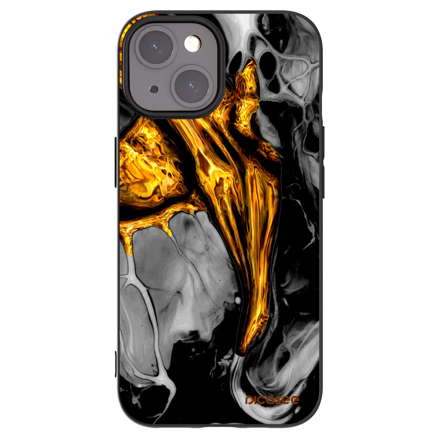 Picasee silikonski črni ovitek za Apple iPhone 15 - Black Gold