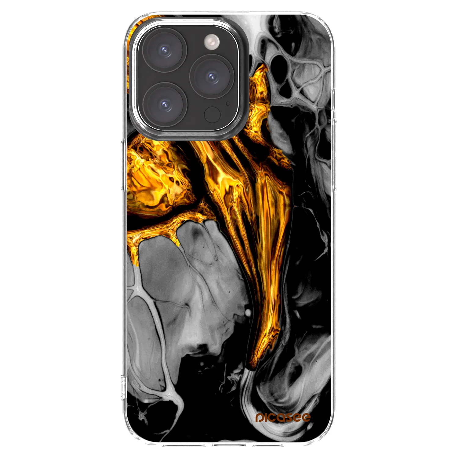 Picasee silikonski prozorni ovitek za Apple iPhone 15 Pro Max - Black Gold