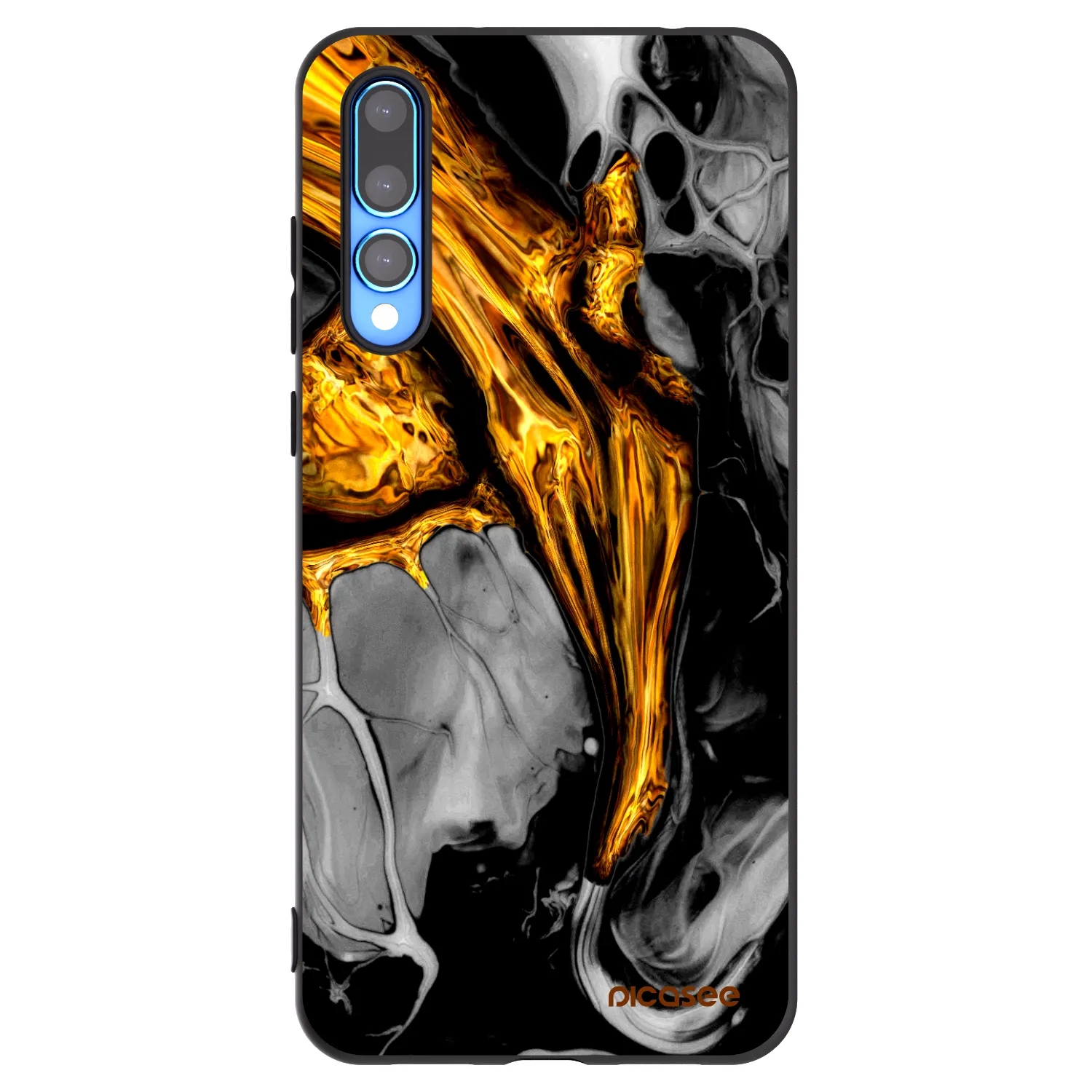 Picasee silikonski črni ovitek za Huawei P20 Pro - Black Gold